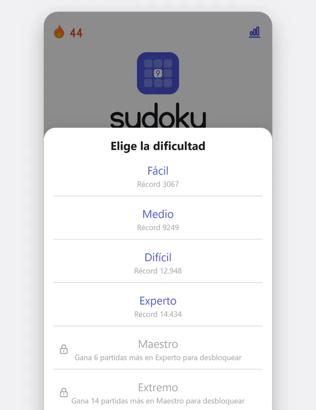 Seis niveles, de fácil a extremo